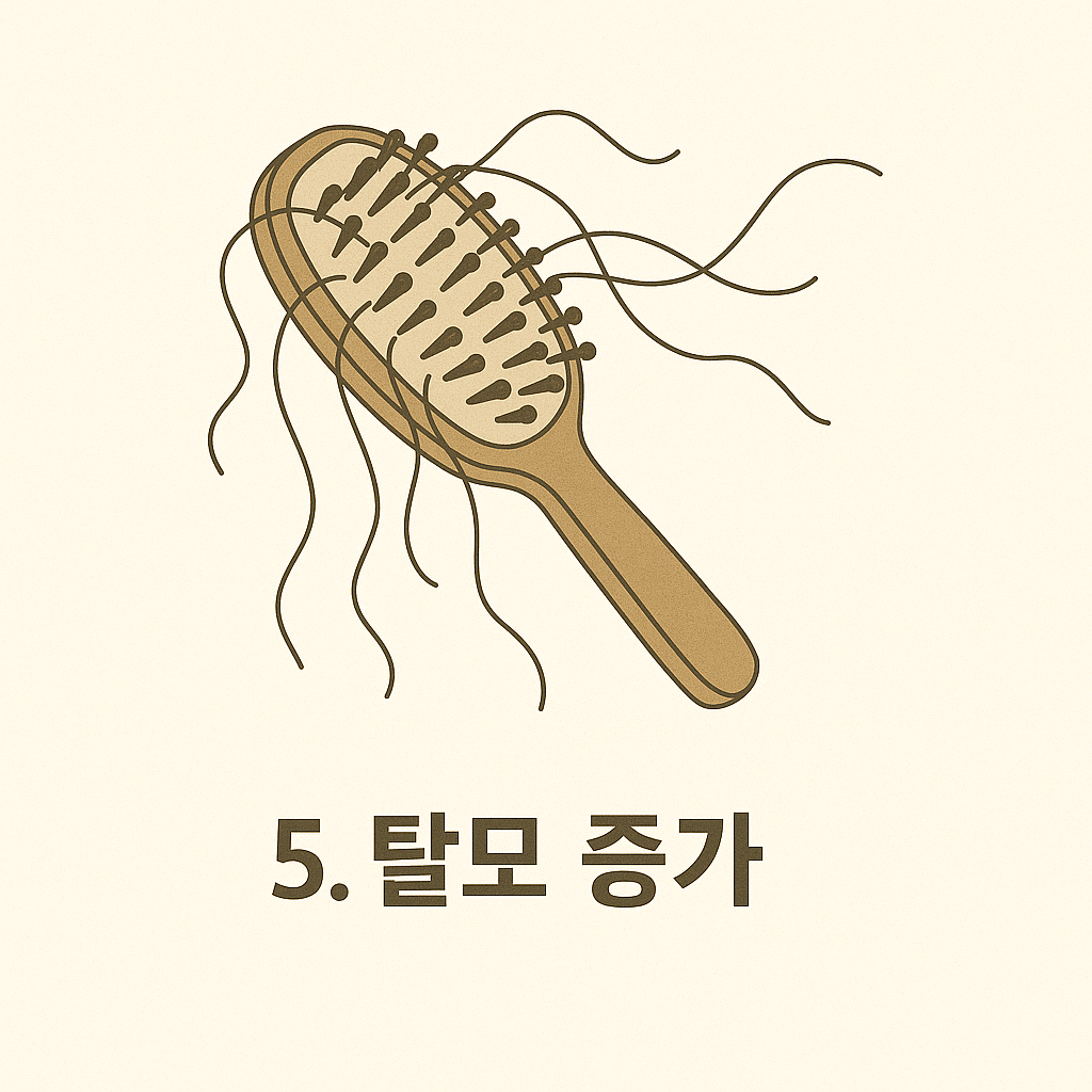 빗에 머리카락이 엉켜있는 모습