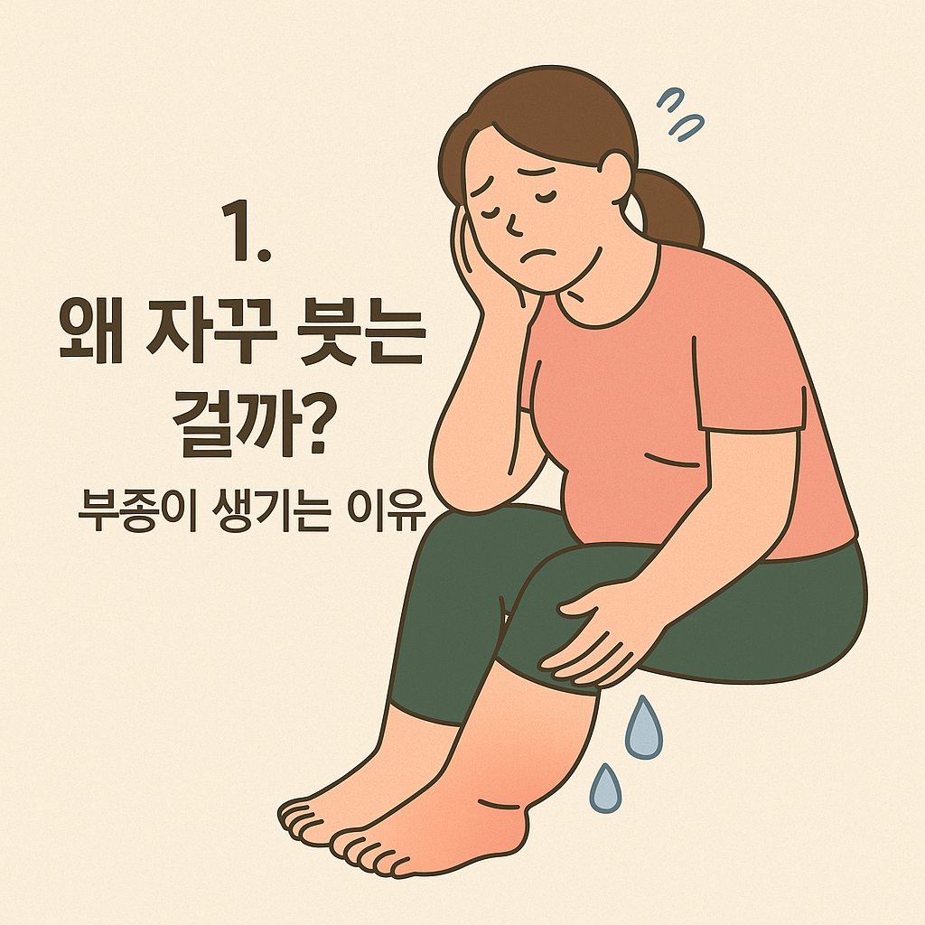 붓기로 지친 여성