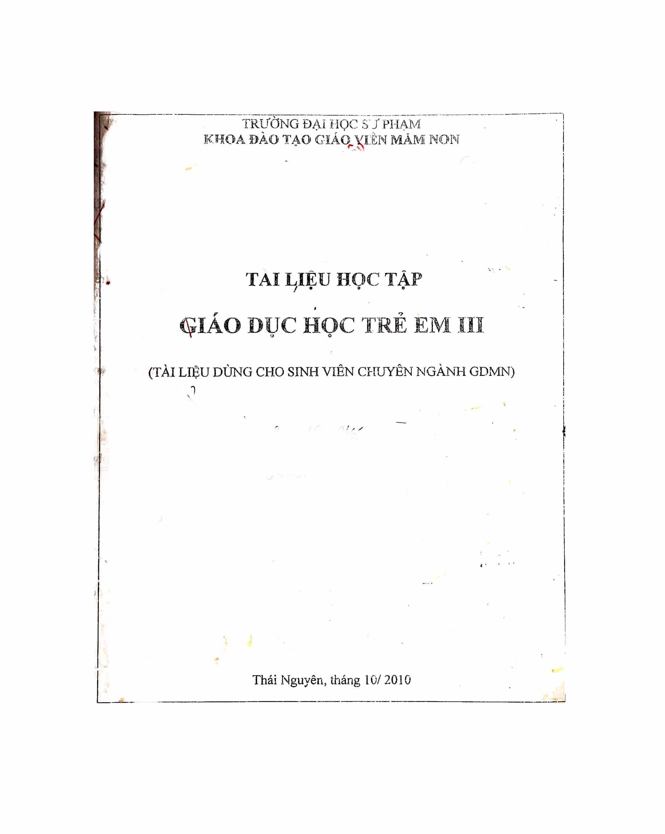 Giáo dục trẻ em III