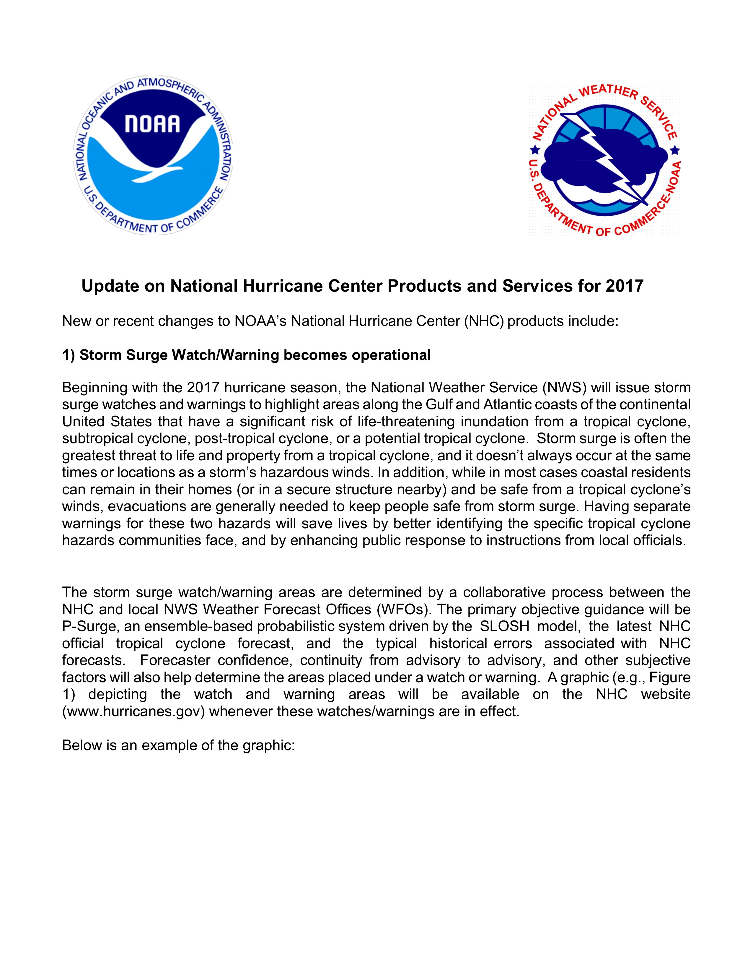 Update on National Hurricane Center Products and Services for 2017