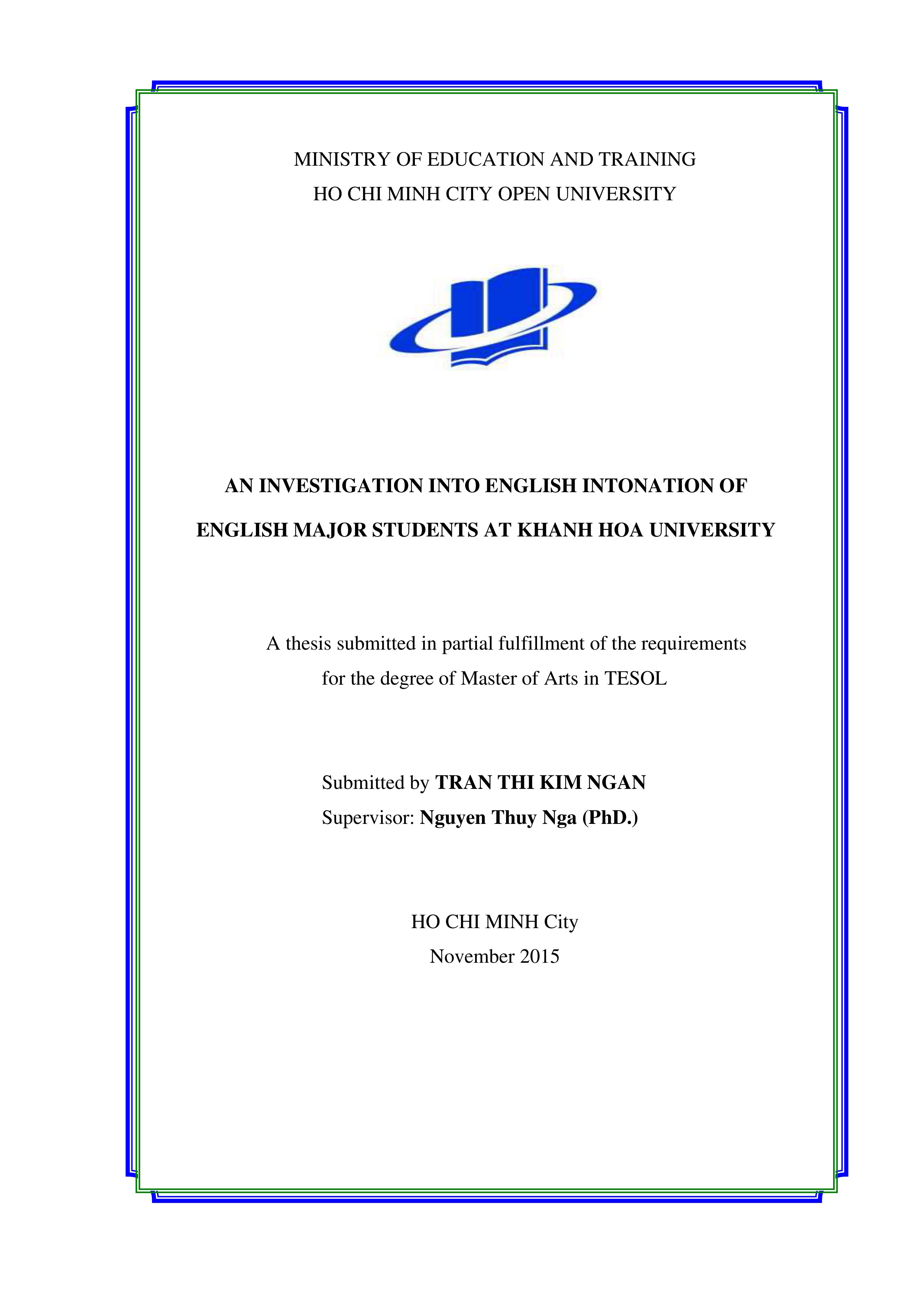 An investigation into English intonation of English major students at Khanh Hoa University