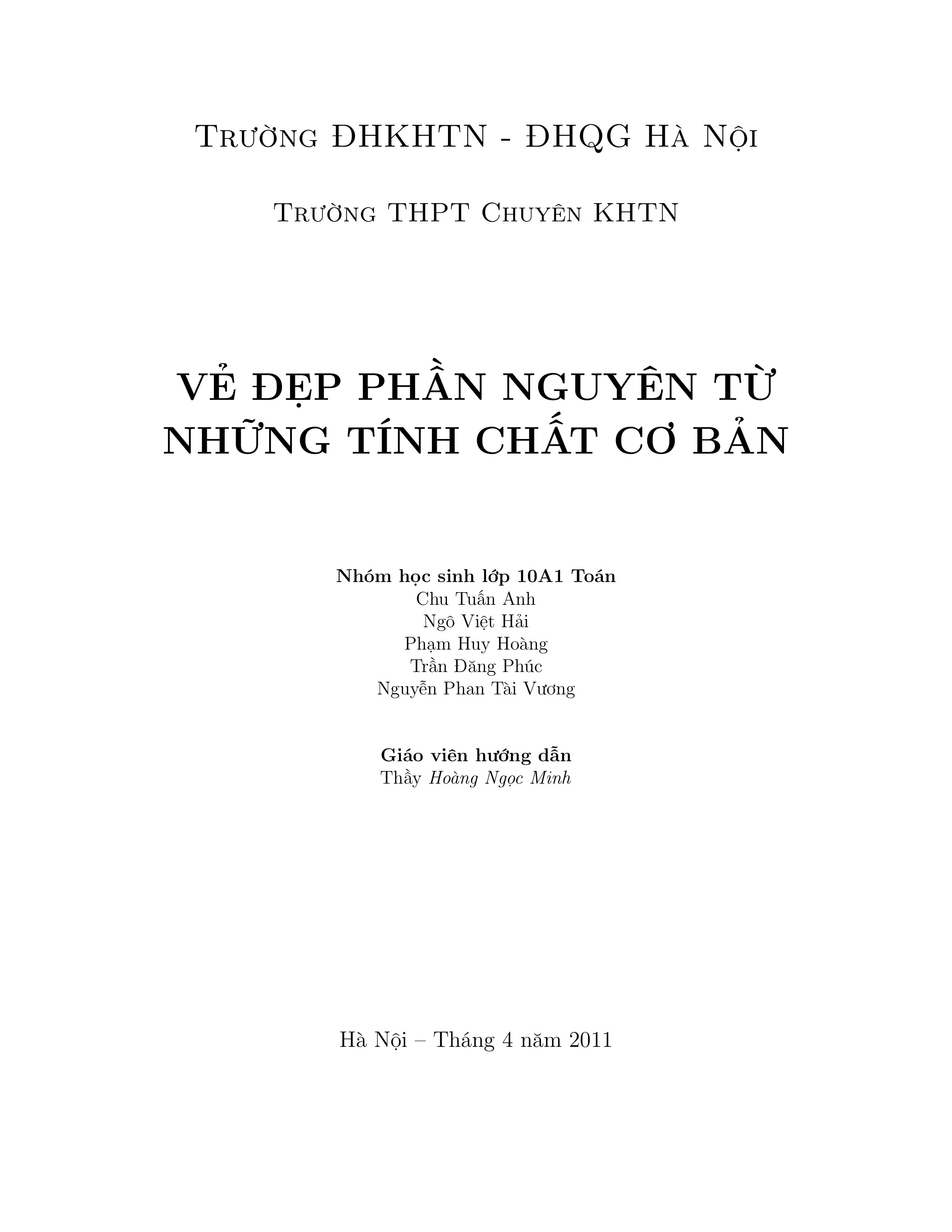 VẺ ĐẸP PHẦN NGUYÊN TỪ NHỮNG TÍNH CHẤT CƠ BẢN