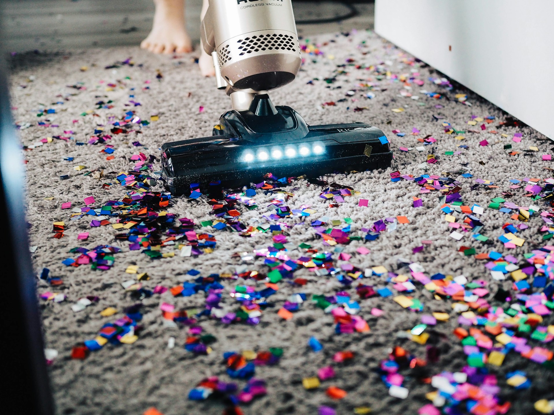 A cleaner at work, leaving a space spotless