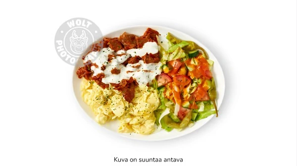 Kebab valkosipulikermaperunoilla