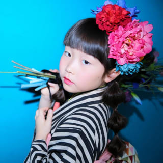 七五三　記念写真　女の子　お花　キッズフォトハウス　HAPISTA