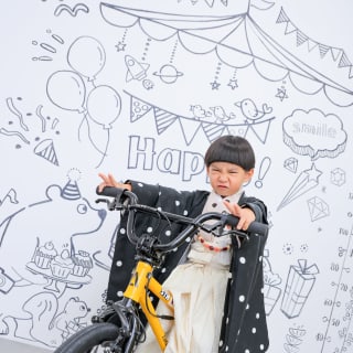 自転車　5歳　着物　七五三　