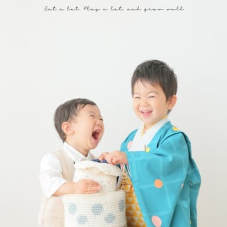 七五三　記念写真　兄弟フォト　ケーキ　キッズフォトハウス　HAPISTA