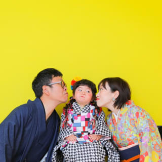 七五三　記念写真　3才女の子　ファミリーフォト　家族写真　キッズフォトハウス　HAPISTA