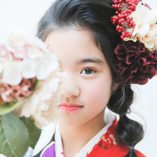 七五三　記念写真　女の子　お花　キッズフォトハウス　HAPISTA