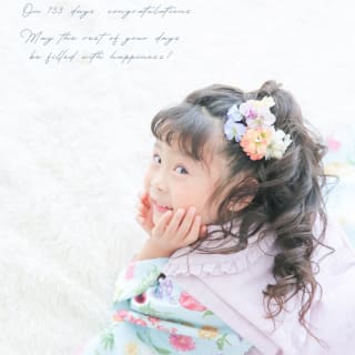 七五三　記念写真　女の子　お花　キッズフォトハウス　HAPISTA