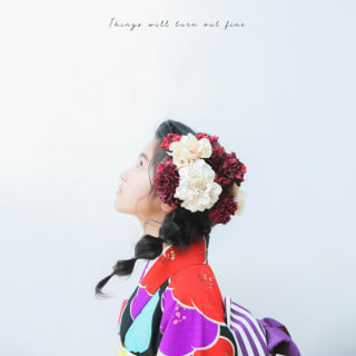 七五三　記念写真　女の子　お花　キッズフォトハウス　HAPISTA