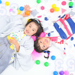 七五三　753 　7歳女の子　3歳男の子　姉弟フォト