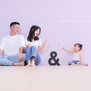 家族写真　1歳バースデー　おそろコーデ