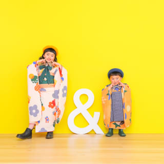 七五三　記念写真　姉弟フォト　カラフル　キッズフォトハウス　HAPISTA