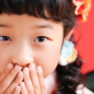 七五三　７歳女の子　可愛い　カラフル　キッズフォトスタジオ　ハピスタ