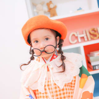 七五三　女の子　可愛い　メガネ　カラフル　キッズフォトスタジオ　ハピスタ