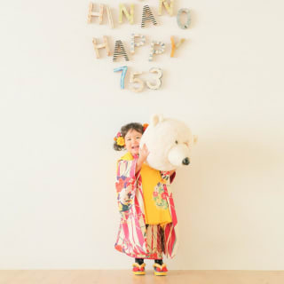 七五三　記念写真　女の子　しろくま　キッズフォトハウス　HAPISTA