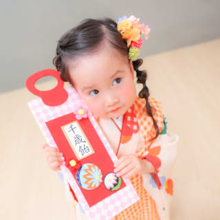 七五三　女の子　可愛い　カラフル　キッズフォトスタジオ　ハピスタ