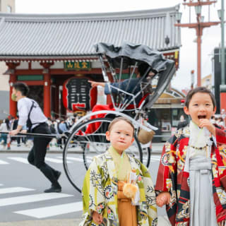 七五三　記念写真　兄弟フォト　ロケ　雷門　キッズフォトハウス　HAPISTA