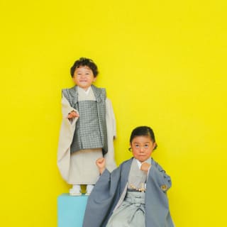 七五三前撮り　兄弟　世田谷区　キッズヘアメイク ３歳男の子　5歳男の子