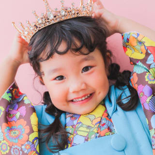 七五三　3歳女の子　可愛い　カラフル　キッズフォトスタジオ　ハピスタ