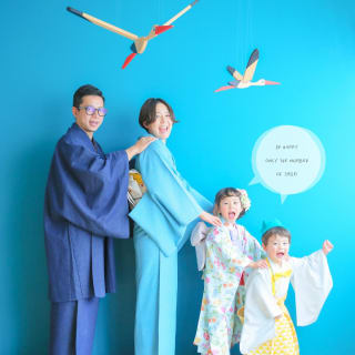 七五三　ファミリー　家族写真　可愛い　カラフル　キッズフォトスタジオ　ハピスタ