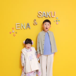 七五三　3歳女の子　兄弟撮影　キッズフォトスタジオ　ハピスタ