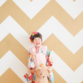 七五三　記念写真　女の子　くまさん　ぬいぐるみ　キッズフォトハウス　HAPISTA