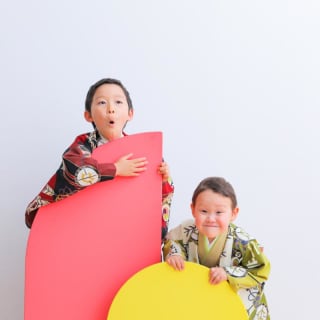 七五三　記念写真　兄弟フォト　カラフル　キッズフォトハウス　HAPISTA