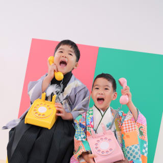 七五三　男の子　可愛い　カラフル　キッズフォトスタジオ　ハピスタ