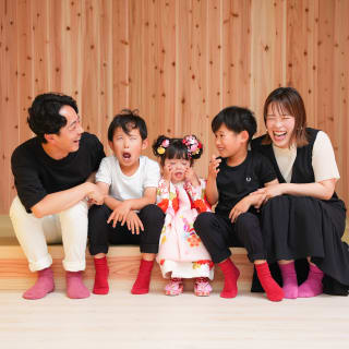 七五三　家族写真　3歳　女の子　