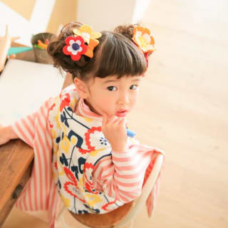 七五三　3歳女の子　可愛い　カラフル　キッズフォトスタジオ　ハピスタ