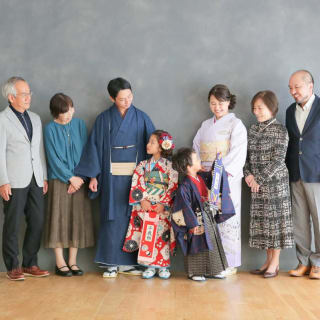 七五三　記念写真　姉弟フォト　家族写真　おじいちゃん　おばあちゃん　キッズフォトハウス　HAPISTA