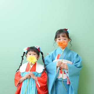 七五三　3歳 7歳　姉妹　女の子　着物