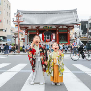七五三　記念写真　兄弟フォト　ロケ　雷門　キッズフォトハウス　HAPISTA