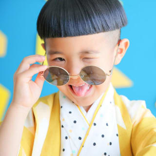 七五三　記念写真　男の子　めがね　キッズフォトハウス　HAPISTA