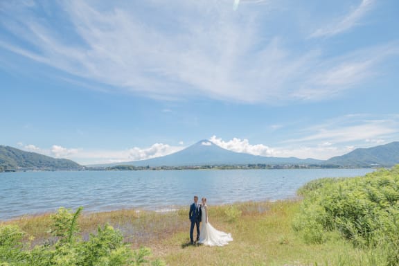 夏のさわやかな富士山と