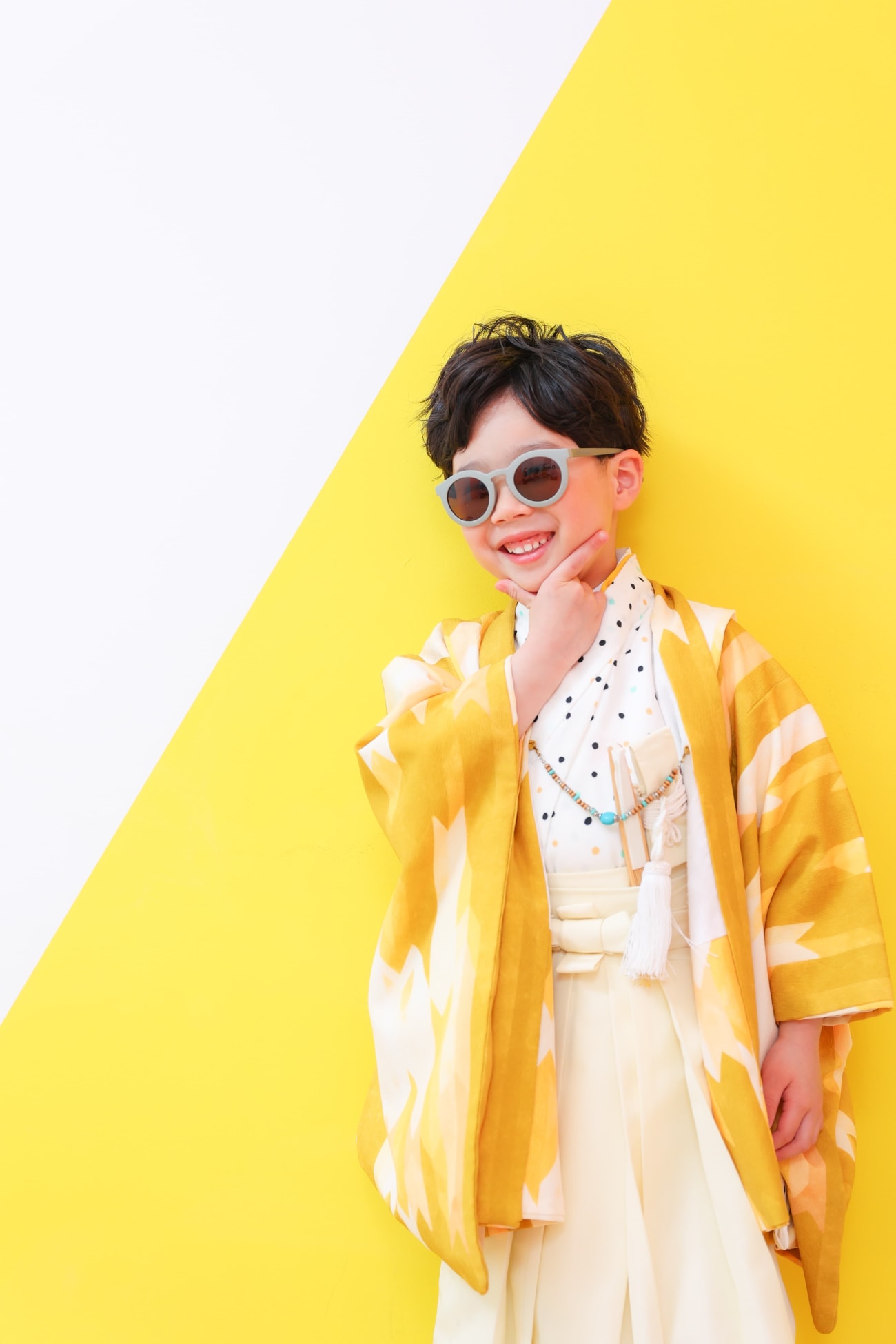 かわいい黄色のお着物はママはもちろん、５歳の男の子にも大人気！