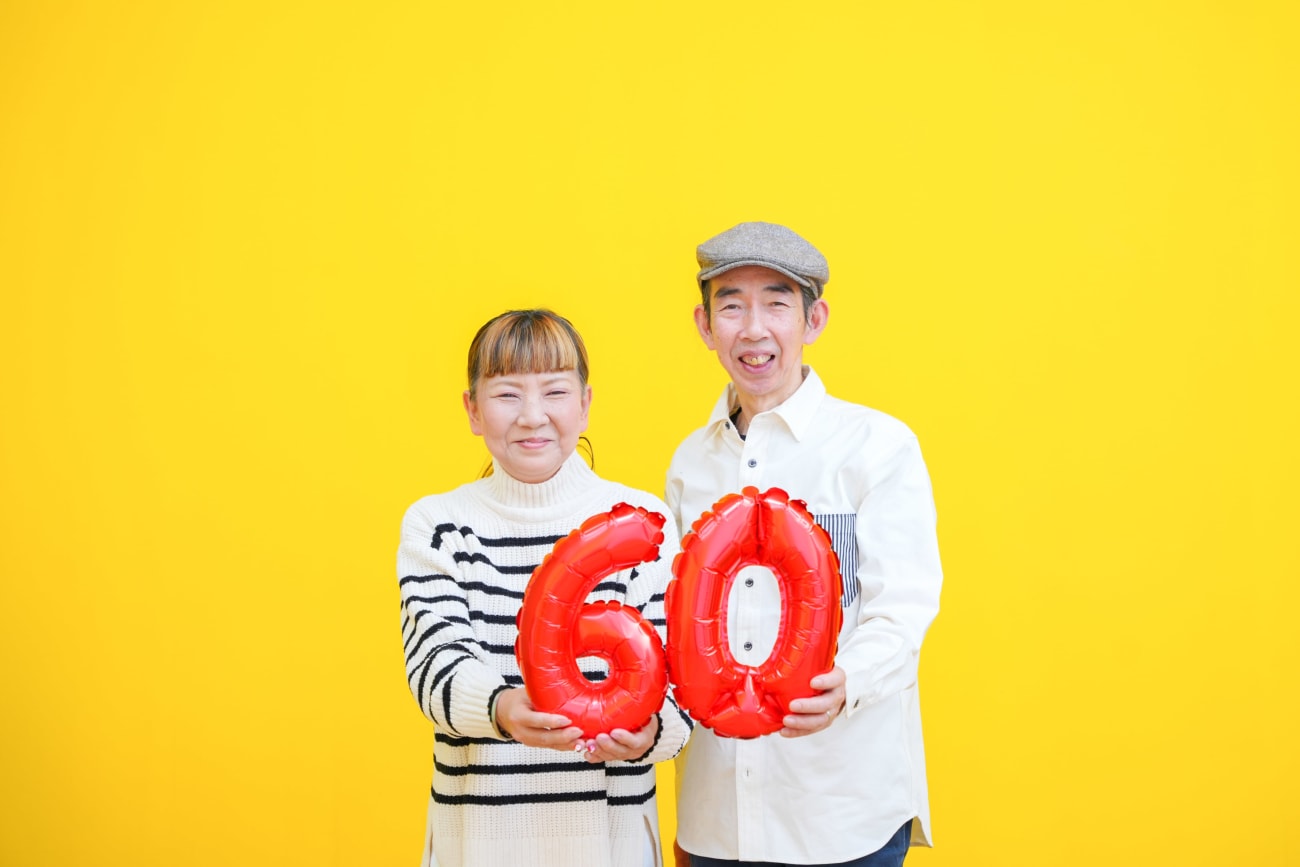 赤の「60」の風船で🎈