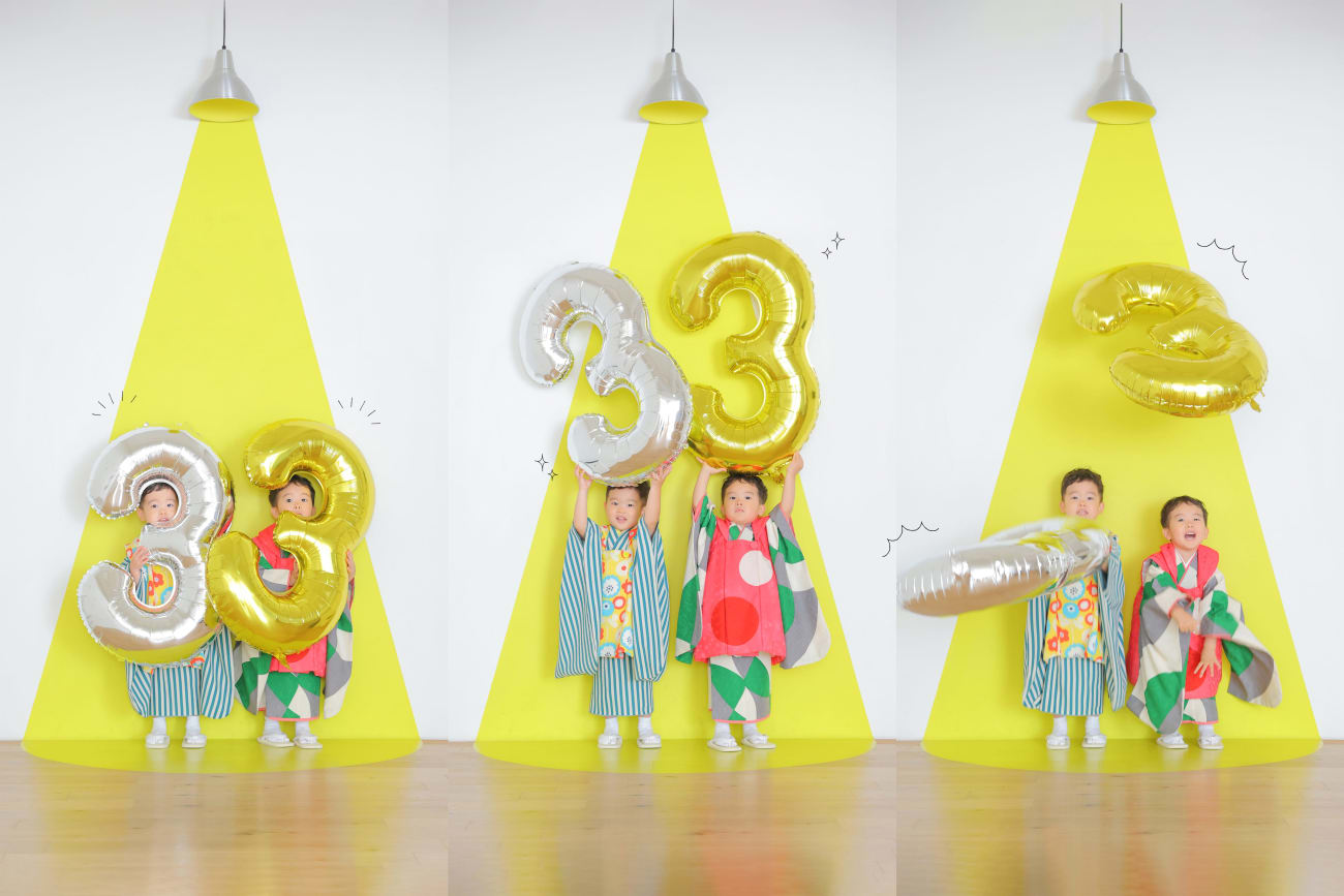 大きな”３”を持って🎈