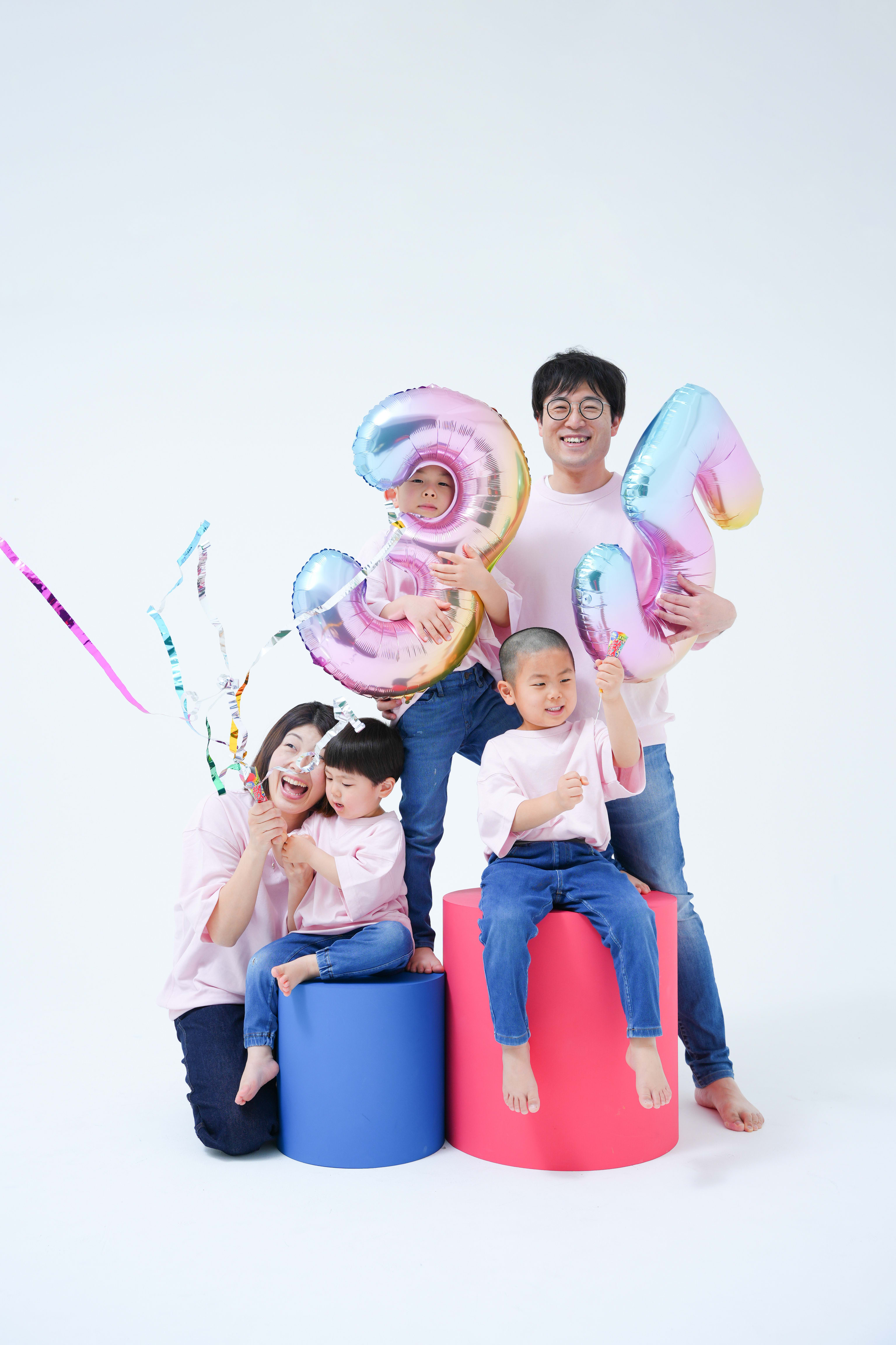 家族写真　3歳　5歳　私服