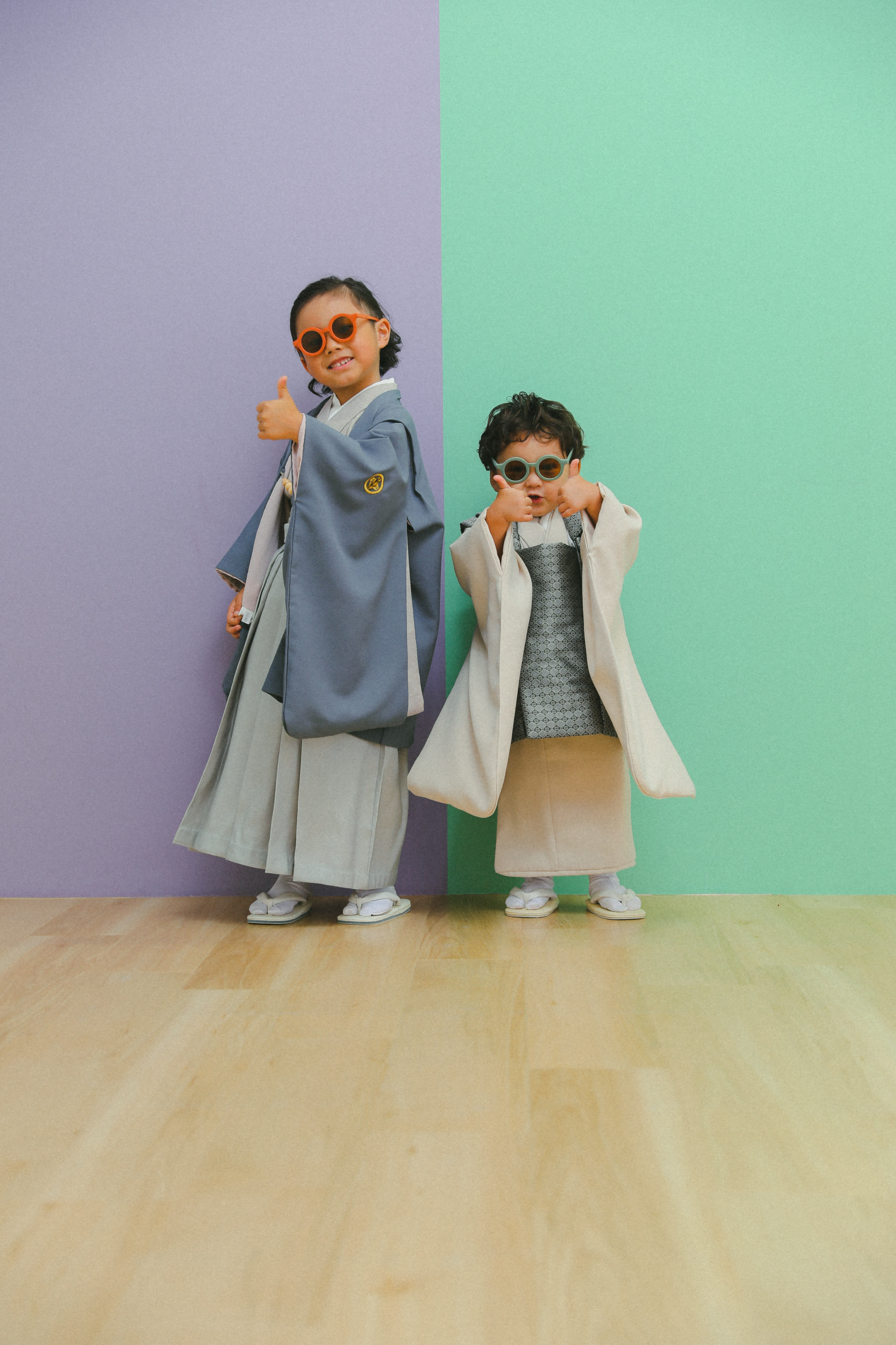 七五三前撮り　兄弟　世田谷区　キッズヘアメイク ３歳男の子　5歳男の子