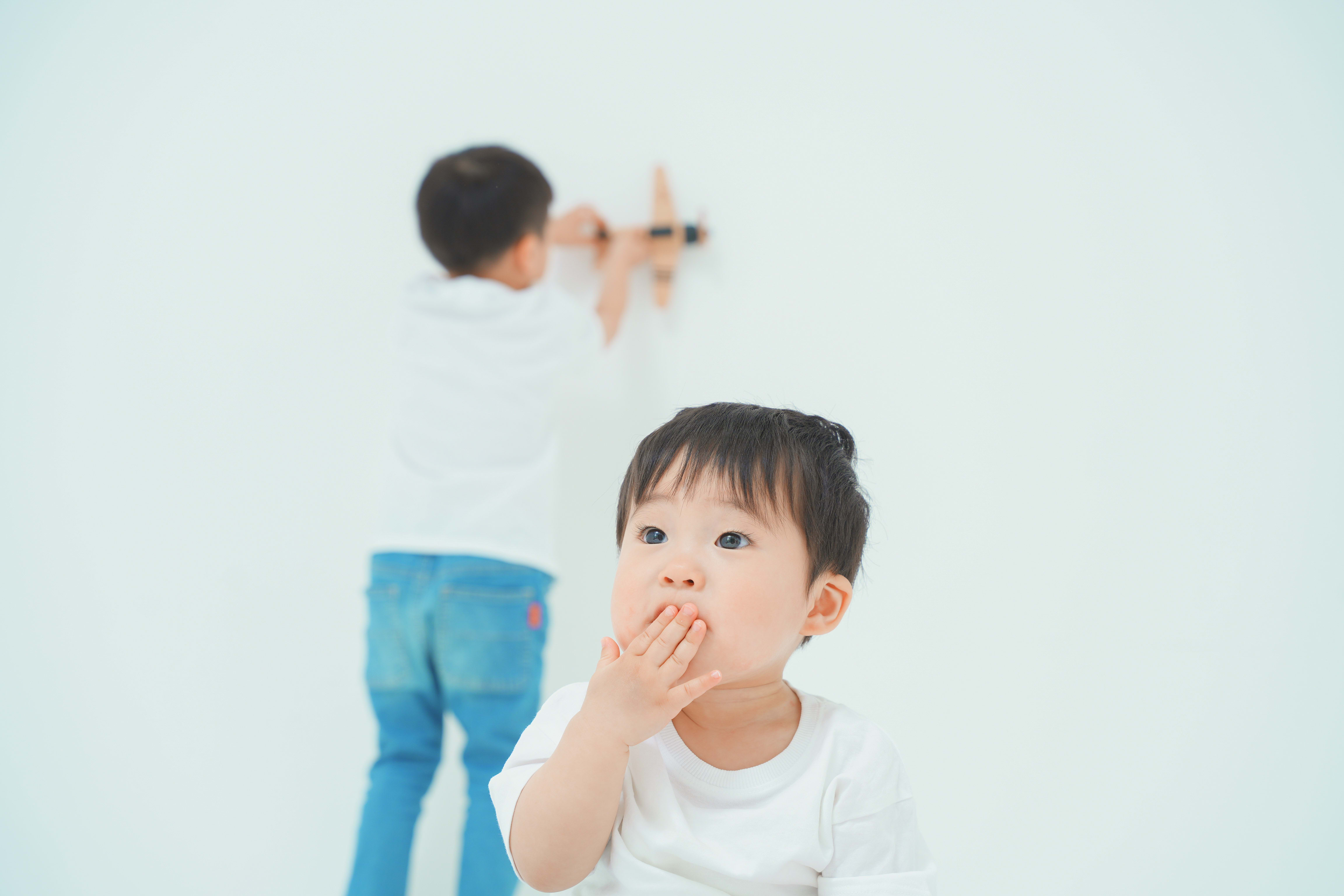 家族写真　4歳　1歳　お誕生日　男の子