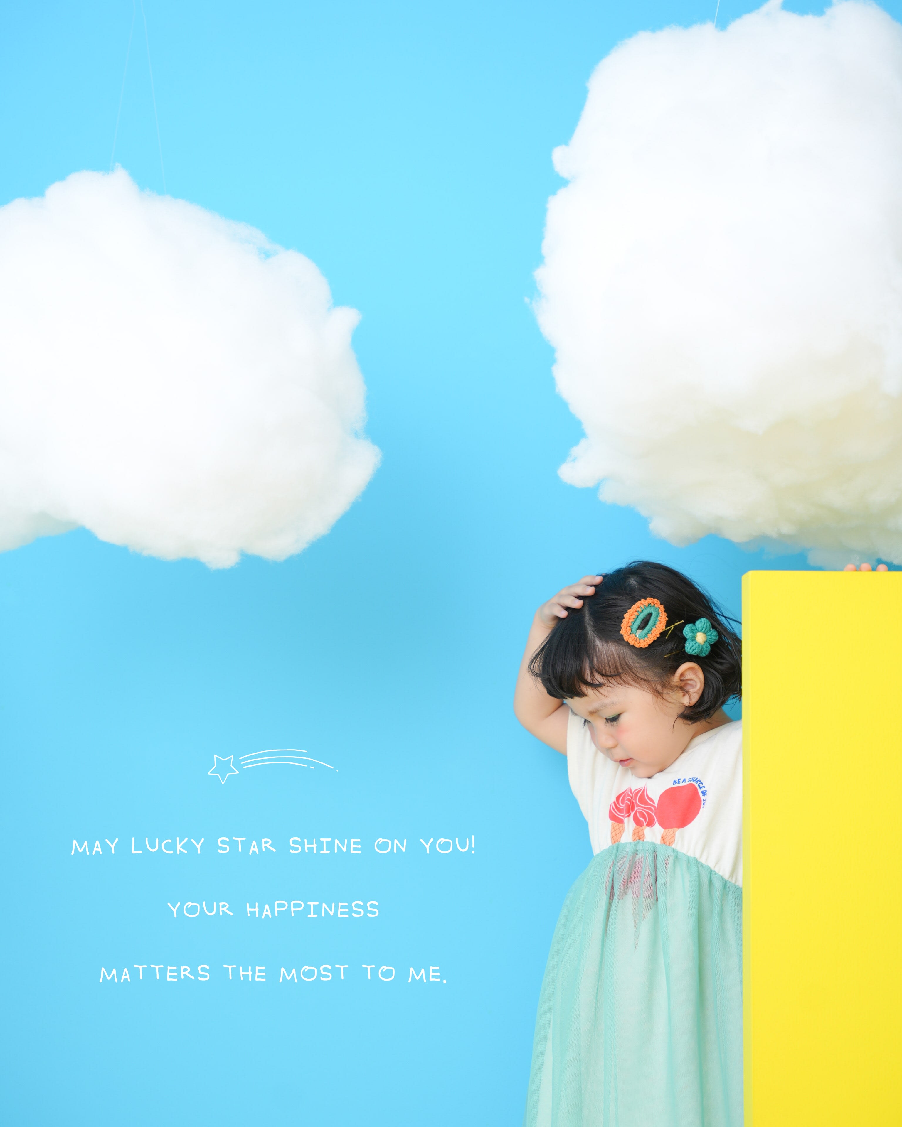 3歳　女の子　雲　ヘアメイク　バースデー