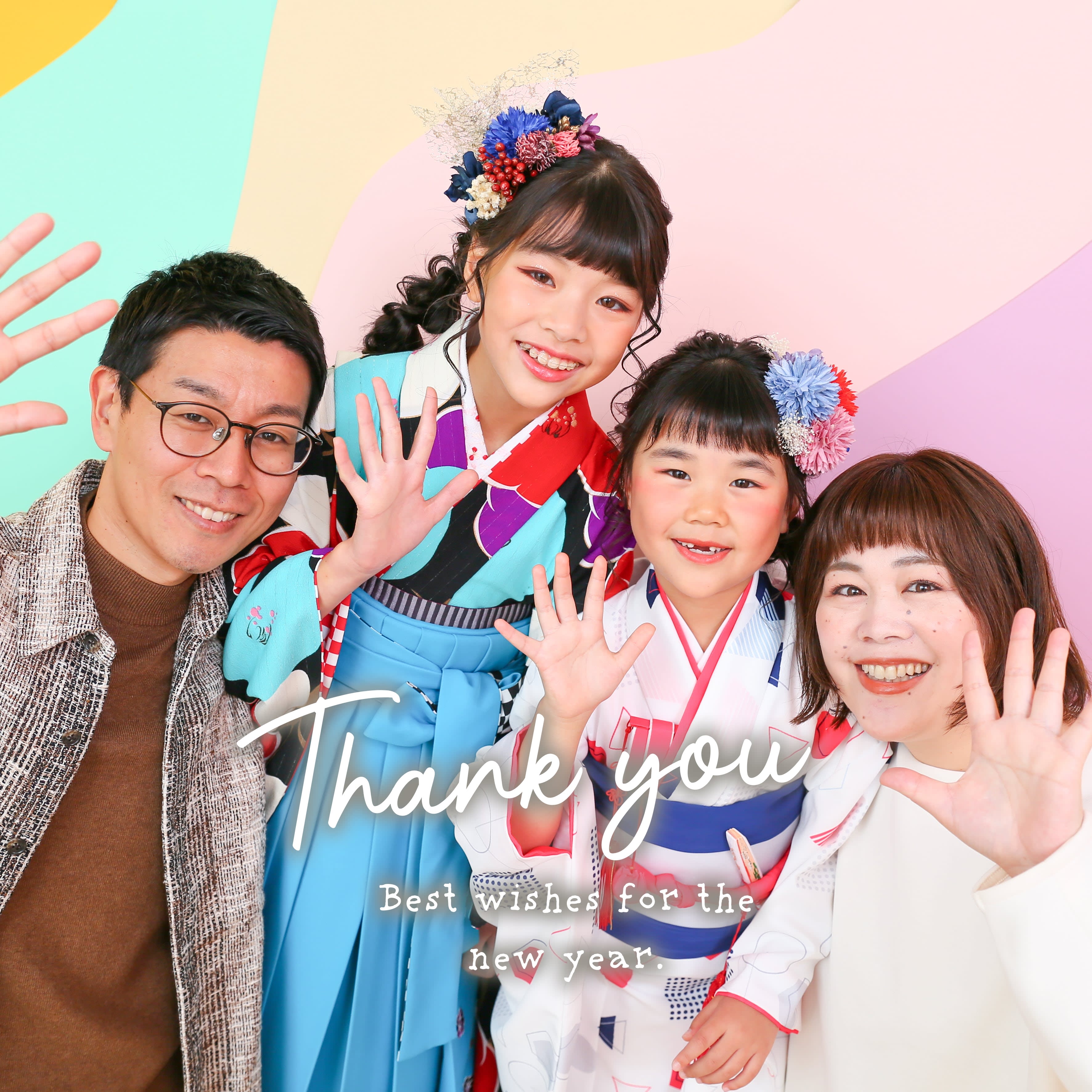 家族写真　着物　七五三　二分の一成人式