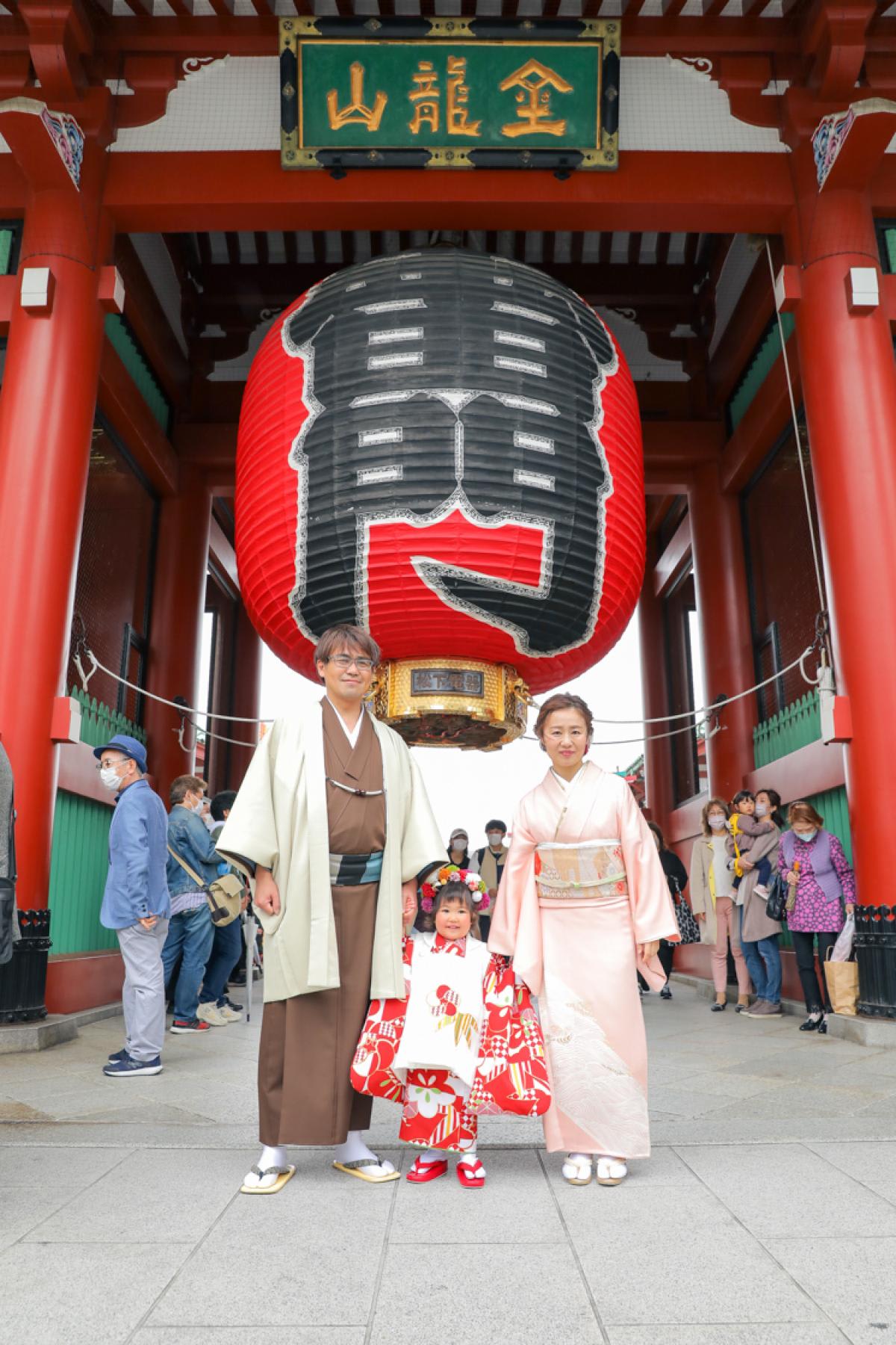 七五三　ファミリーフォト　家族写真　雷門　浅草　キッズ写真 　ハピスタ