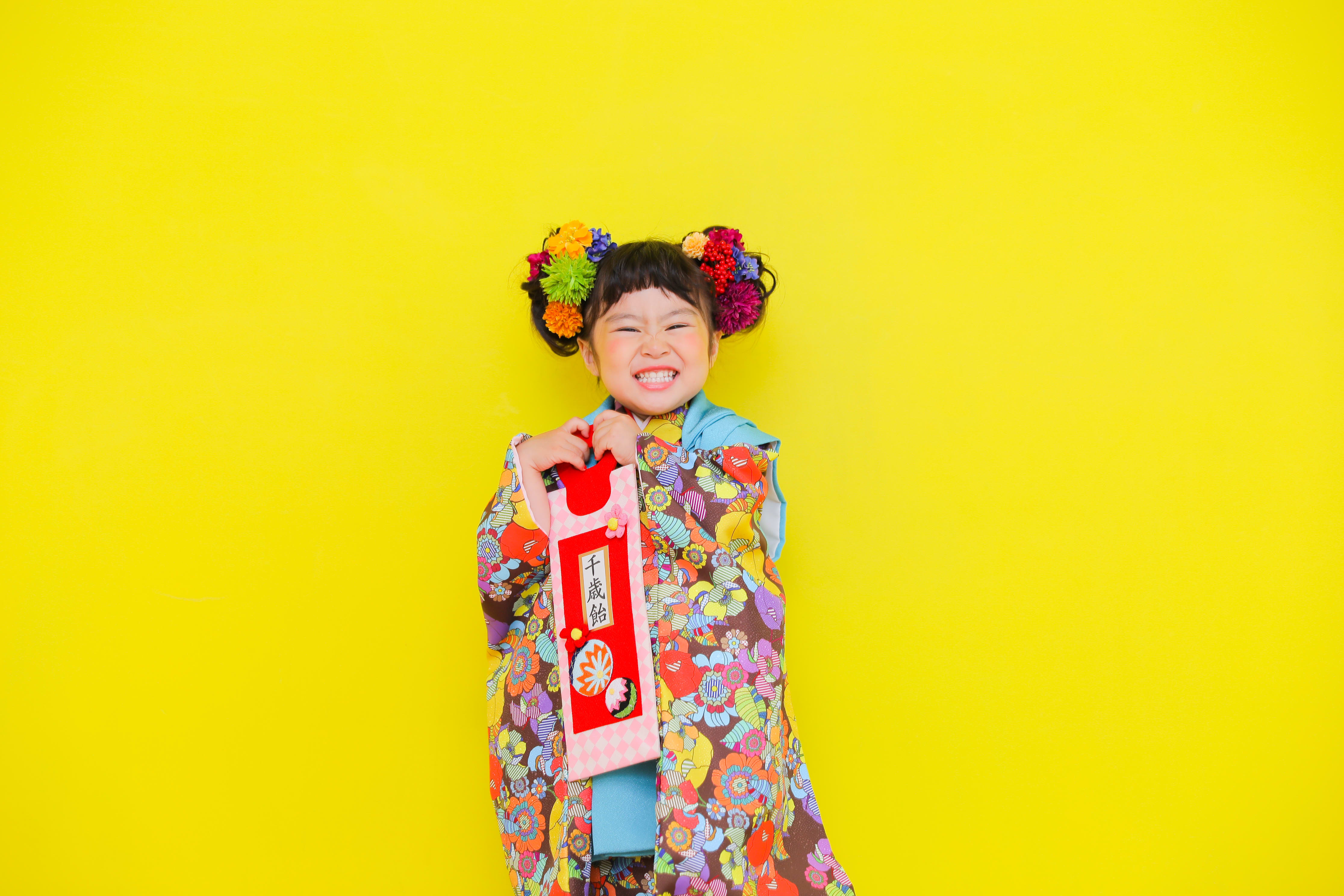 七五三撮影　七五三前撮り　３歳女の子　３歳七五三　オリジナル着物