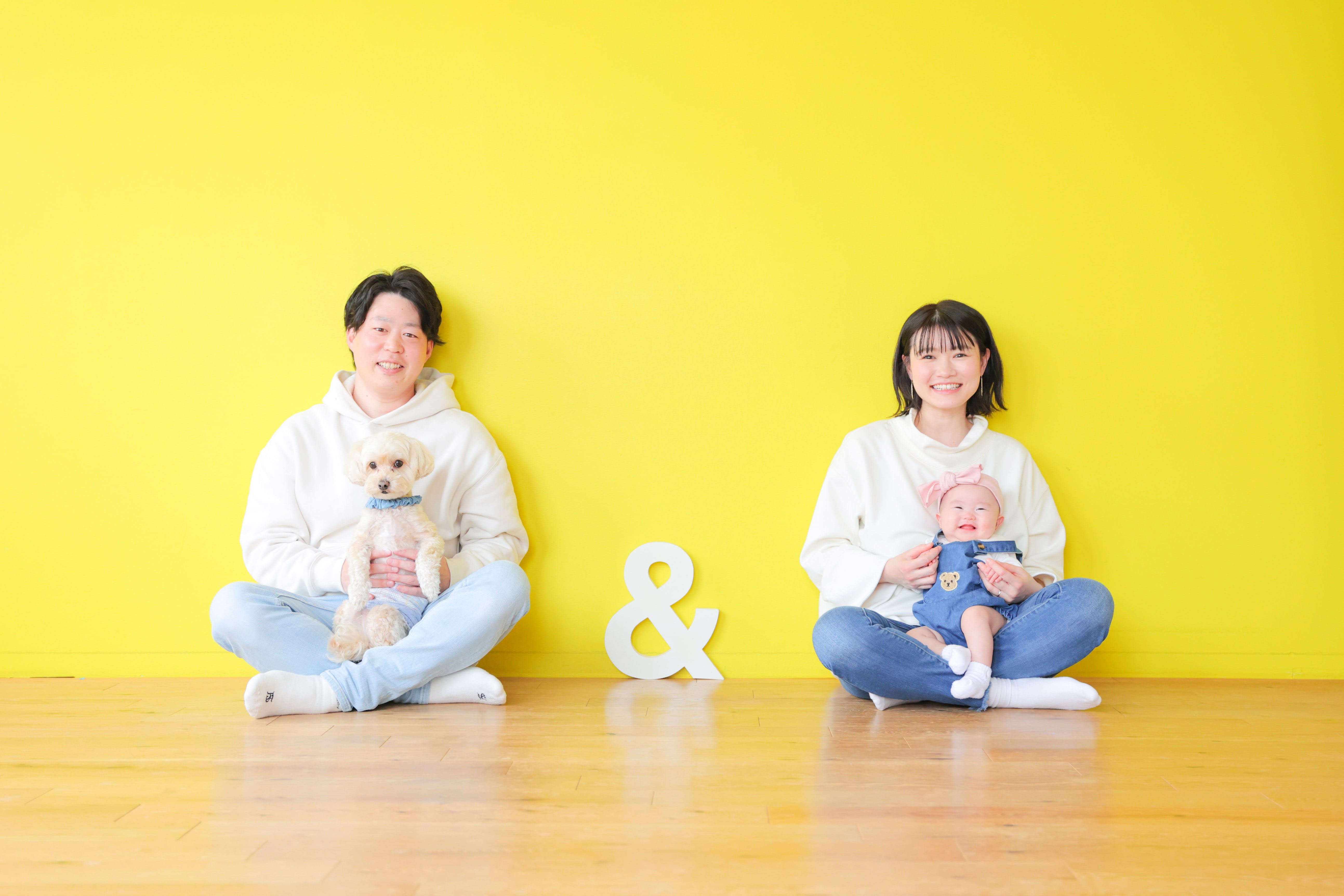 家族写真　赤ちゃん　ハーフバースデー　百日記念　犬