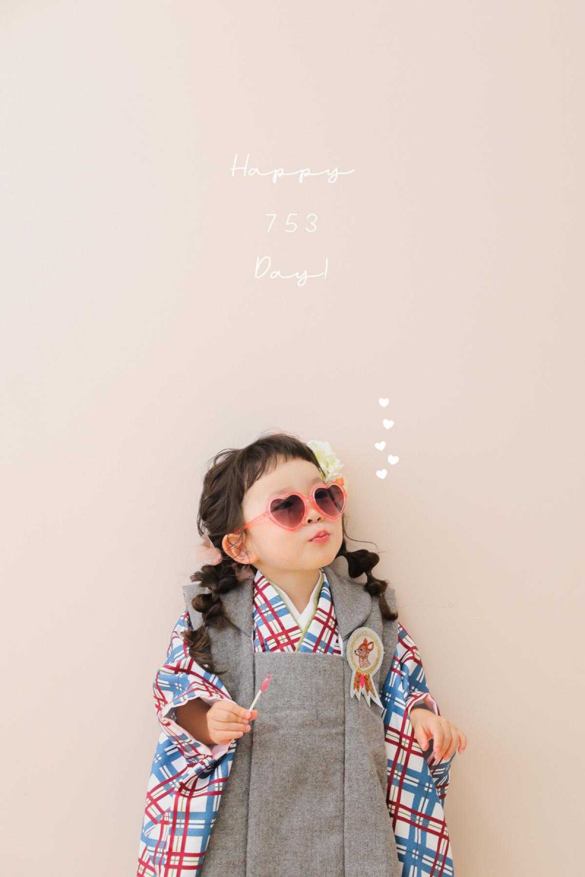 七五三　記念写真　女の子　メガネ　キッズフォトハウス　HAPISTA