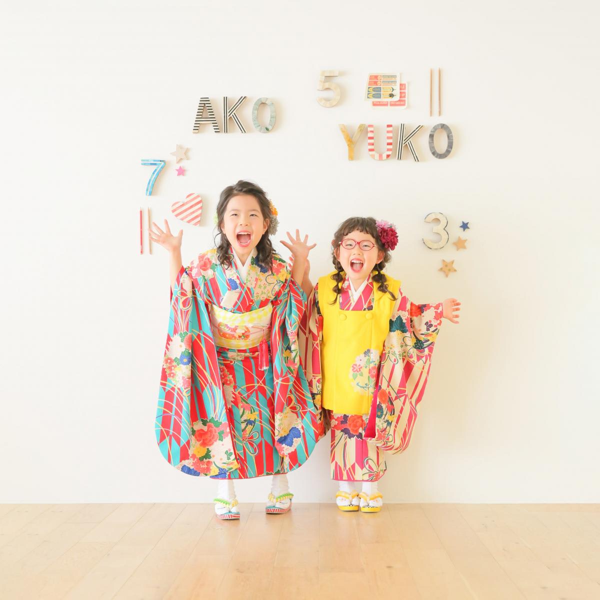 七五三　記念写真　女の子　姉妹フォト　キッズフォトハウス　HAPISTA